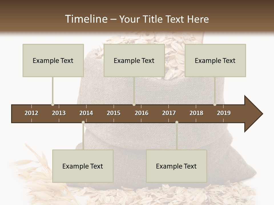 A Sack Of Oats Next To A Wooden Spoon PowerPoint Template
