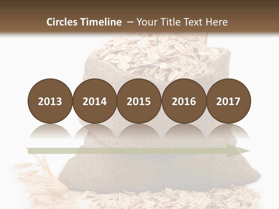 A Sack Of Oats Next To A Wooden Spoon PowerPoint Template