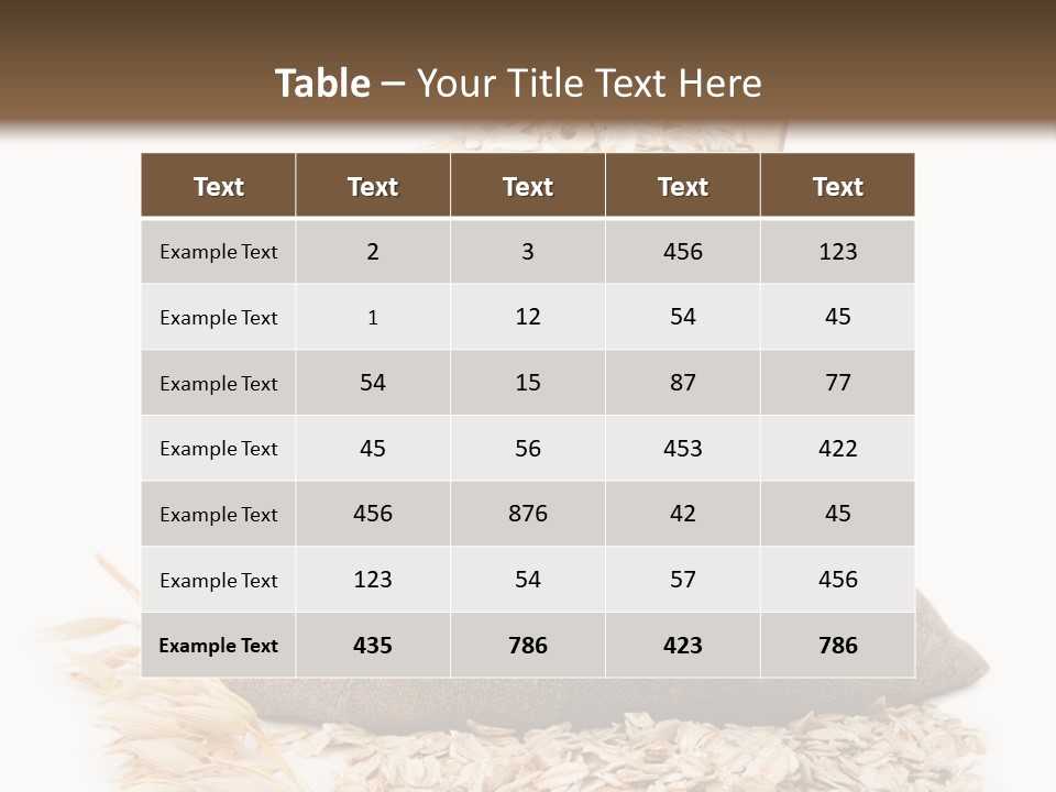 A Sack Of Oats Next To A Wooden Spoon PowerPoint Template