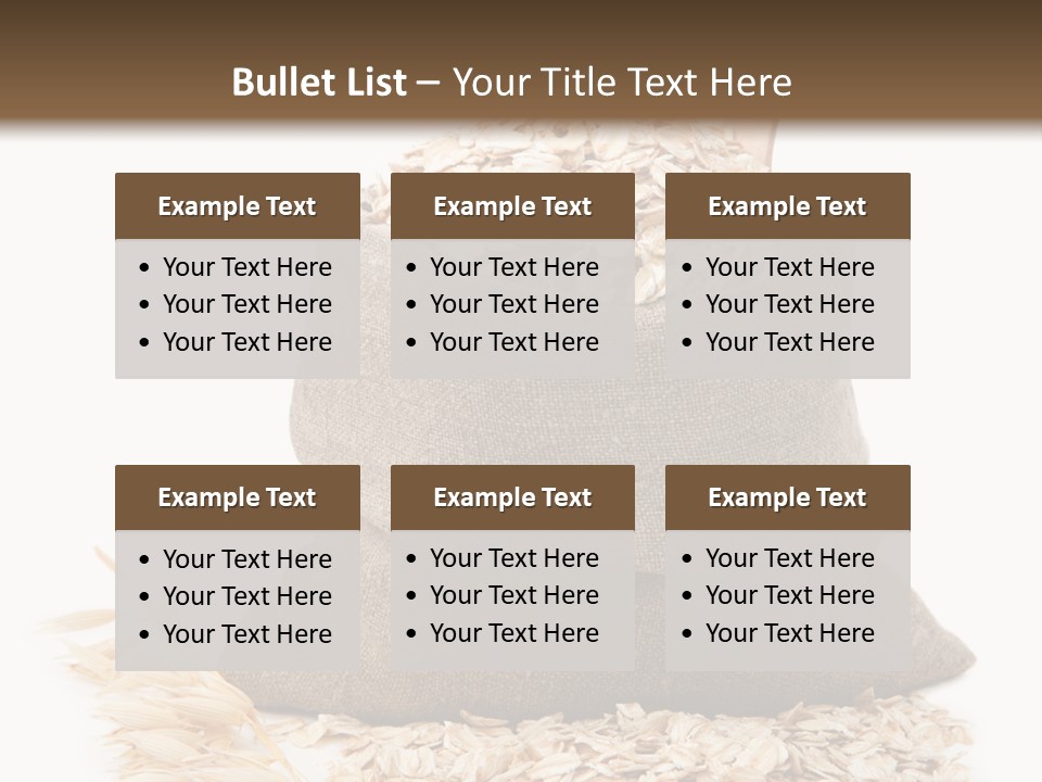A Sack Of Oats Next To A Wooden Spoon PowerPoint Template