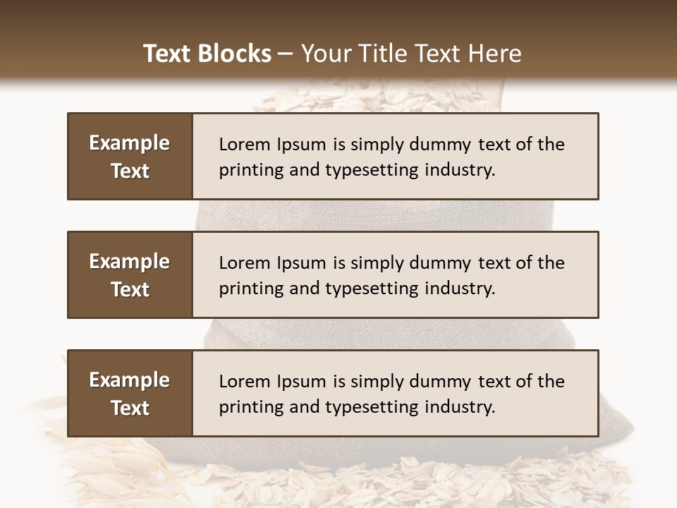 A Sack Of Oats Next To A Wooden Spoon PowerPoint Template
