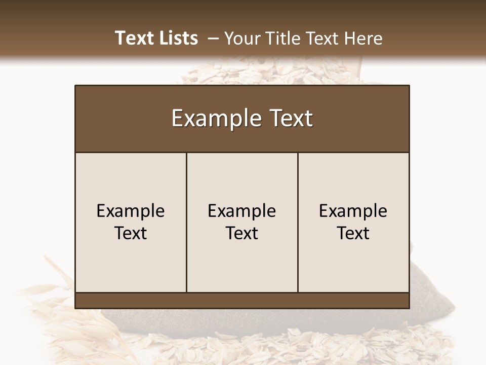 A Sack Of Oats Next To A Wooden Spoon PowerPoint Template