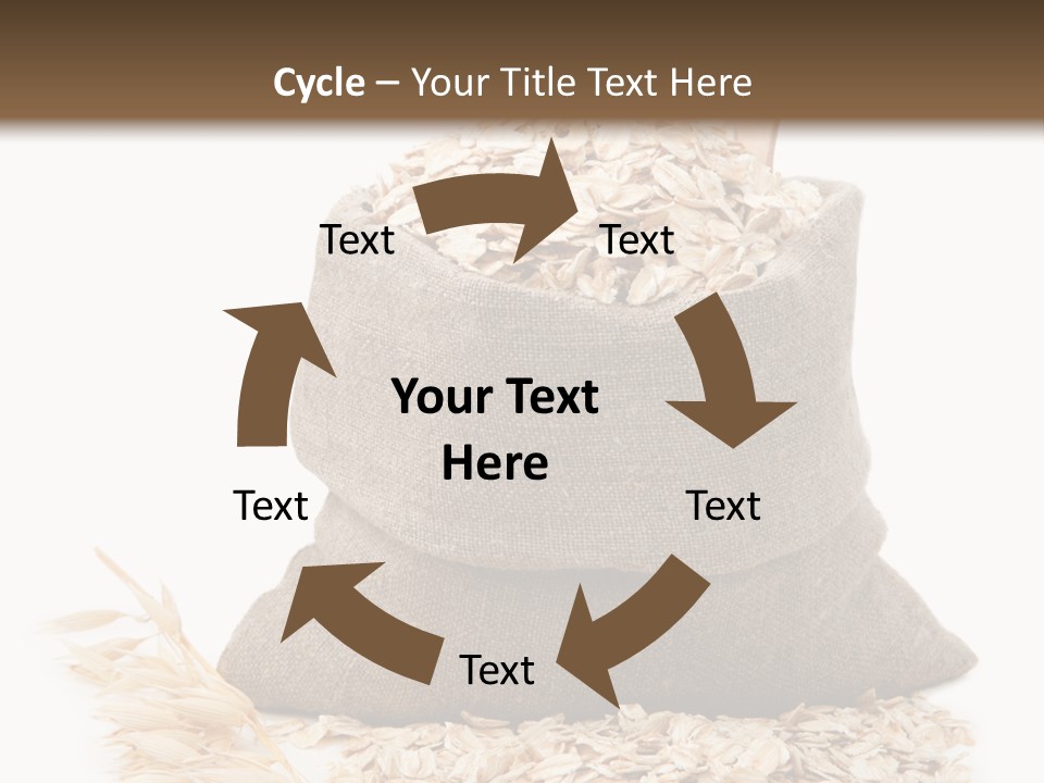 A Sack Of Oats Next To A Wooden Spoon PowerPoint Template