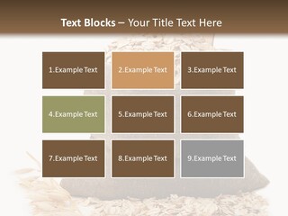 A Sack Of Oats Next To A Wooden Spoon PowerPoint Template