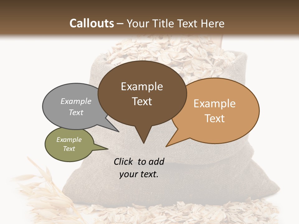 A Sack Of Oats Next To A Wooden Spoon PowerPoint Template