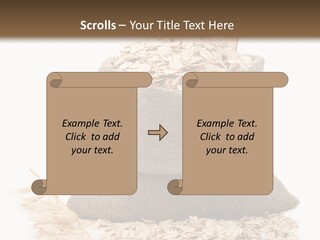 A Sack Of Oats Next To A Wooden Spoon PowerPoint Template