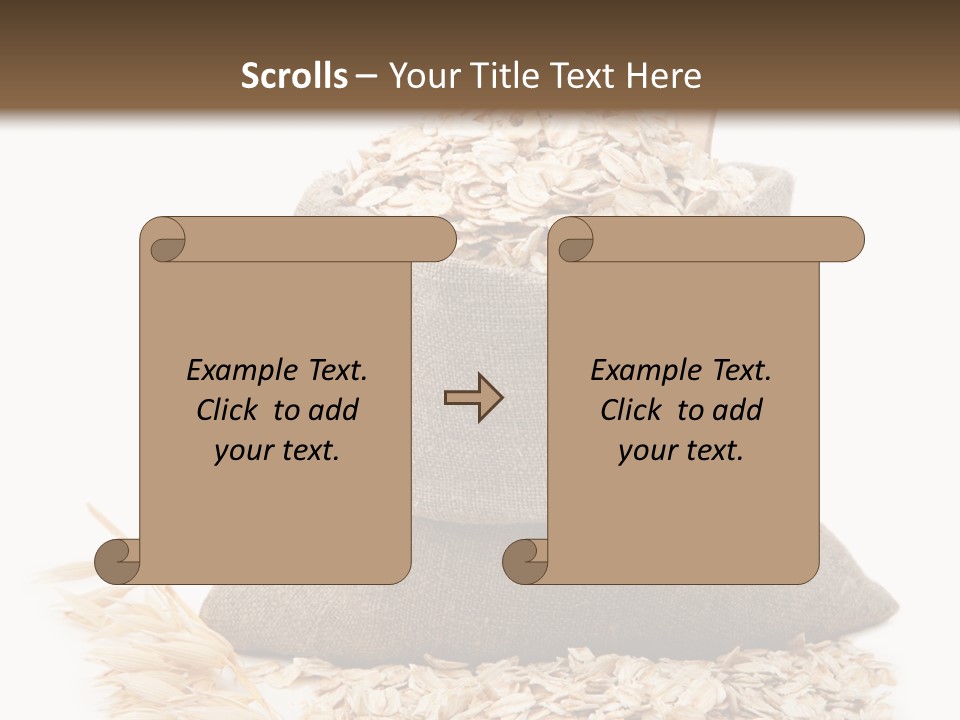 A Sack Of Oats Next To A Wooden Spoon PowerPoint Template