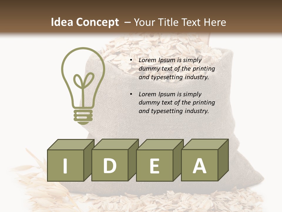 A Sack Of Oats Next To A Wooden Spoon PowerPoint Template