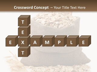 A Sack Of Oats Next To A Wooden Spoon PowerPoint Template