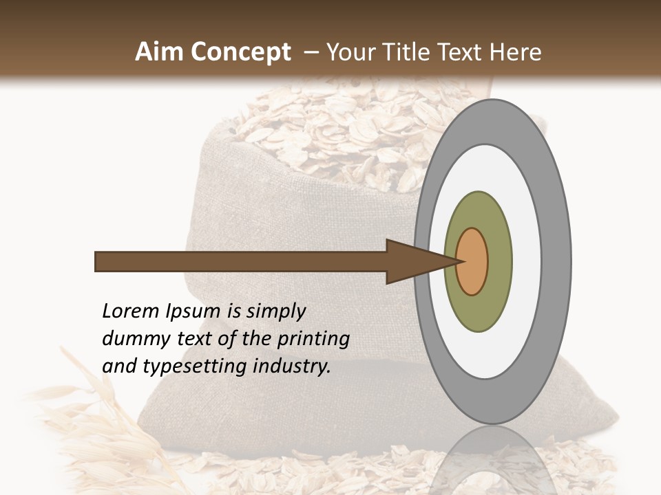 A Sack Of Oats Next To A Wooden Spoon PowerPoint Template