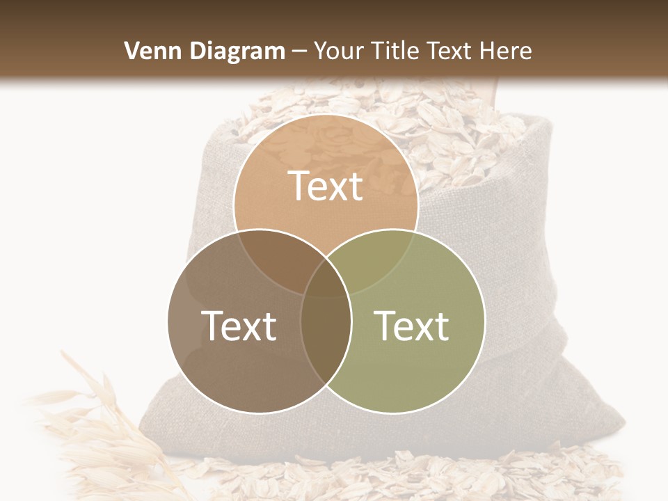 A Sack Of Oats Next To A Wooden Spoon PowerPoint Template