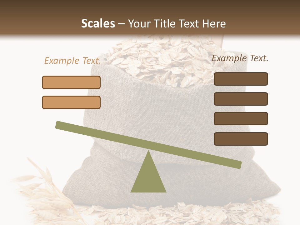 A Sack Of Oats Next To A Wooden Spoon PowerPoint Template