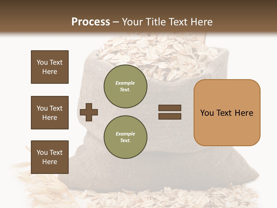 A Sack Of Oats Next To A Wooden Spoon PowerPoint Template