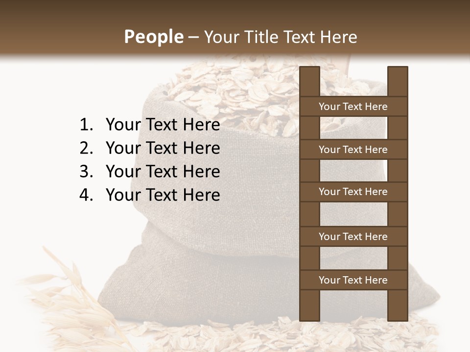 A Sack Of Oats Next To A Wooden Spoon PowerPoint Template