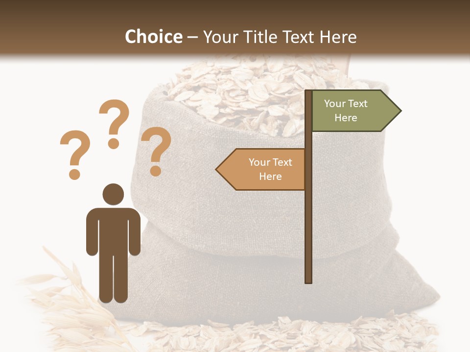 A Sack Of Oats Next To A Wooden Spoon PowerPoint Template