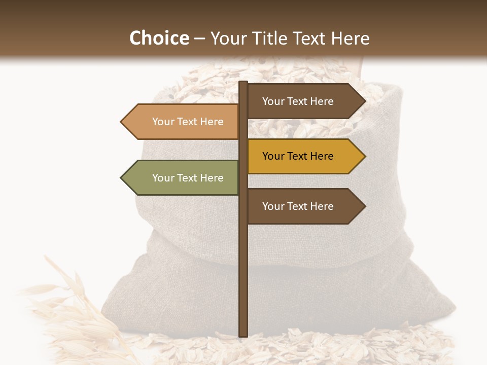 A Sack Of Oats Next To A Wooden Spoon PowerPoint Template