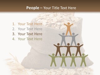A Sack Of Oats Next To A Wooden Spoon PowerPoint Template