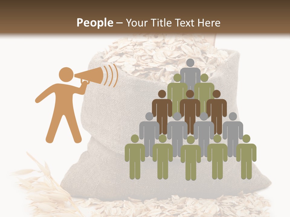 A Sack Of Oats Next To A Wooden Spoon PowerPoint Template