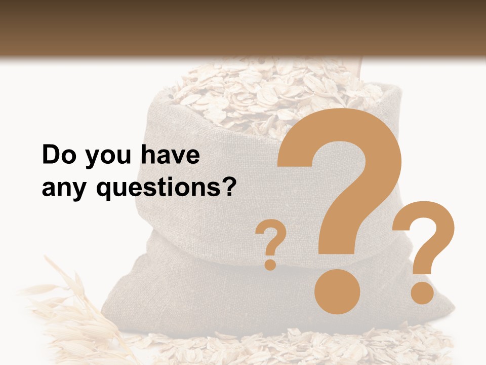 A Sack Of Oats Next To A Wooden Spoon PowerPoint Template