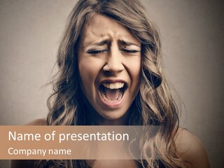 A Woman Is Screaming With Her Mouth Open PowerPoint Template