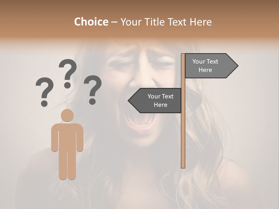 A Woman Is Screaming With Her Mouth Open PowerPoint Template