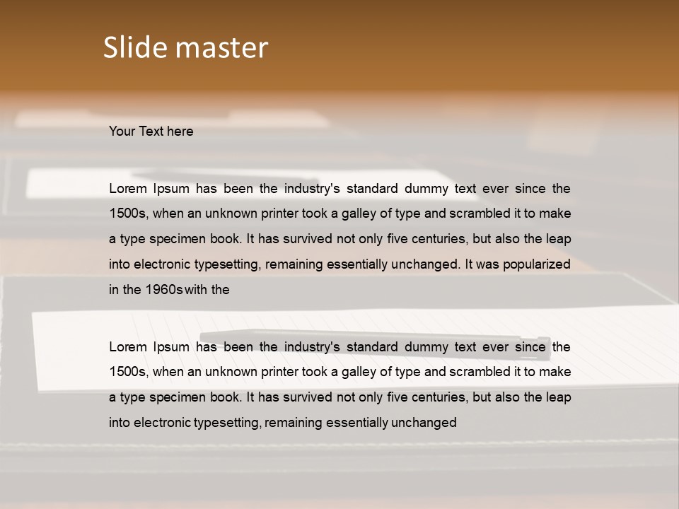 A Table With A Pen And Paper On It PowerPoint Template