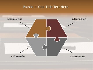 A Table With A Pen And Paper On It PowerPoint Template