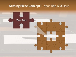 A Table With A Pen And Paper On It PowerPoint Template