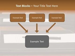 A Table With A Pen And Paper On It PowerPoint Template