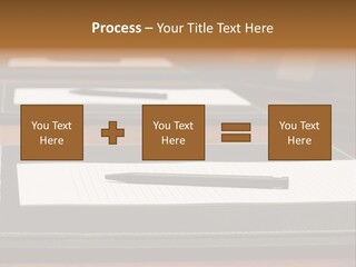 A Table With A Pen And Paper On It PowerPoint Template