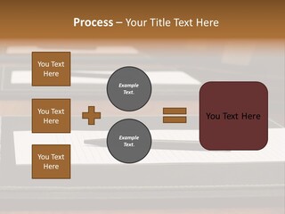 A Table With A Pen And Paper On It PowerPoint Template