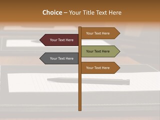 A Table With A Pen And Paper On It PowerPoint Template