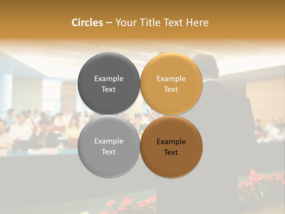 A Man Standing At A Podium In Front Of A Crowd Of People PowerPoint Template