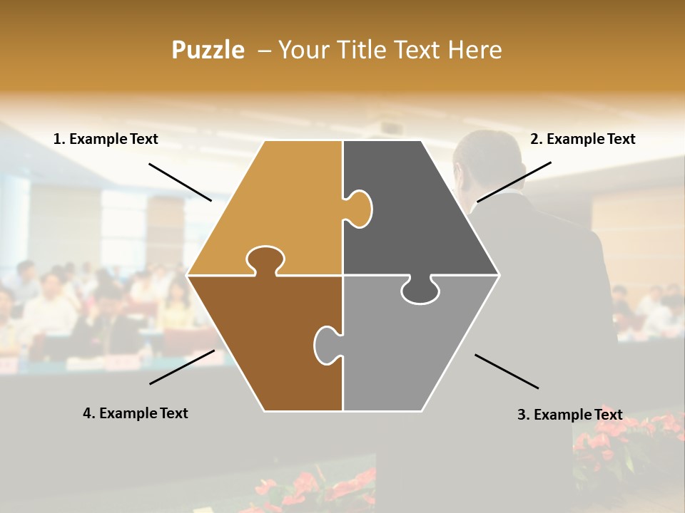 A Man Standing At A Podium In Front Of A Crowd Of People PowerPoint Template