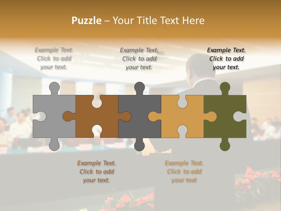 A Man Standing At A Podium In Front Of A Crowd Of People PowerPoint Template