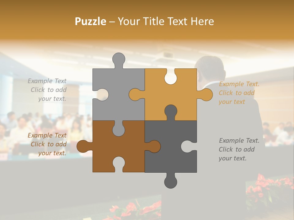 A Man Standing At A Podium In Front Of A Crowd Of People PowerPoint Template