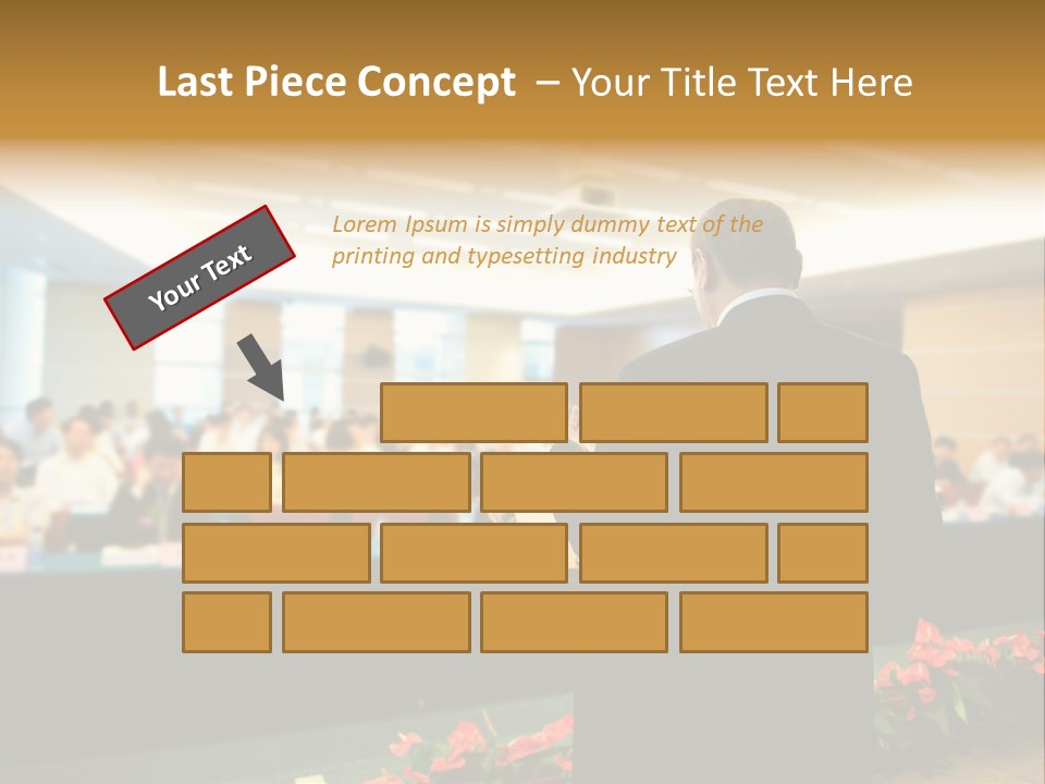 A Man Standing At A Podium In Front Of A Crowd Of People PowerPoint Template