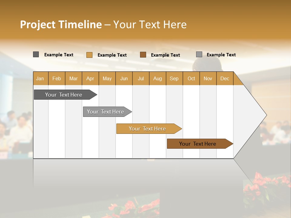 A Man Standing At A Podium In Front Of A Crowd Of People PowerPoint Template