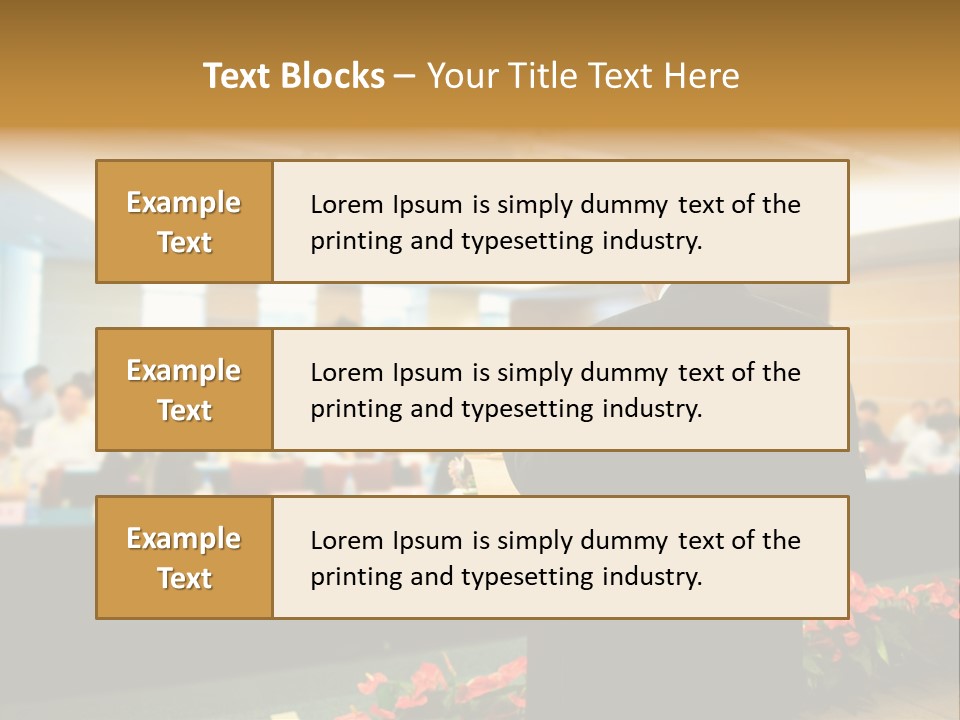 A Man Standing At A Podium In Front Of A Crowd Of People PowerPoint Template