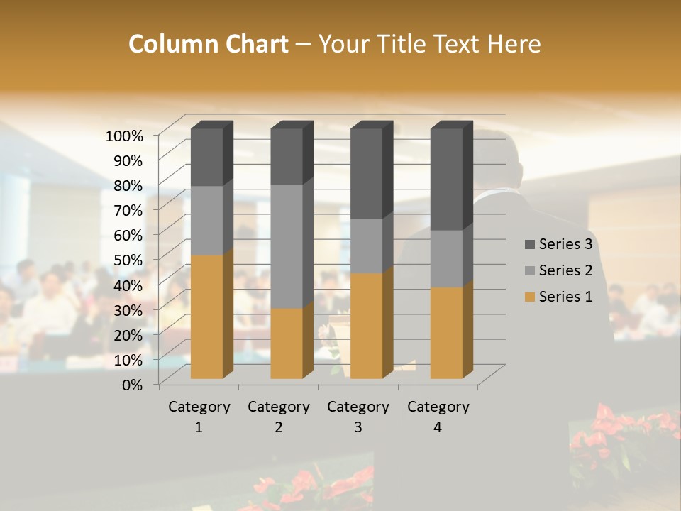 A Man Standing At A Podium In Front Of A Crowd Of People PowerPoint Template