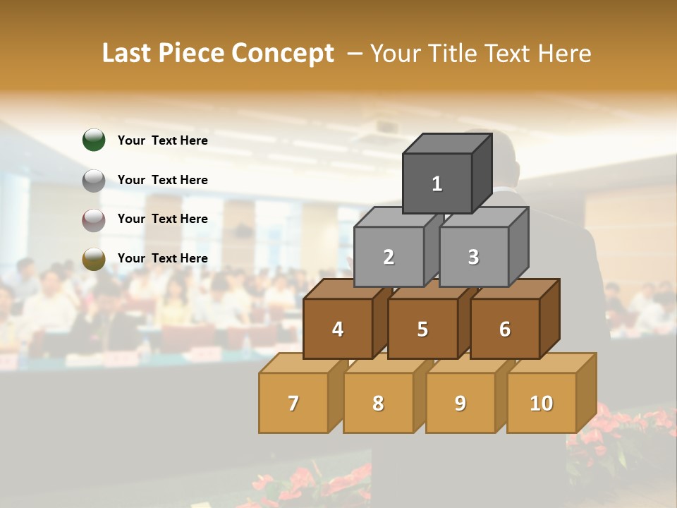 A Man Standing At A Podium In Front Of A Crowd Of People PowerPoint Template