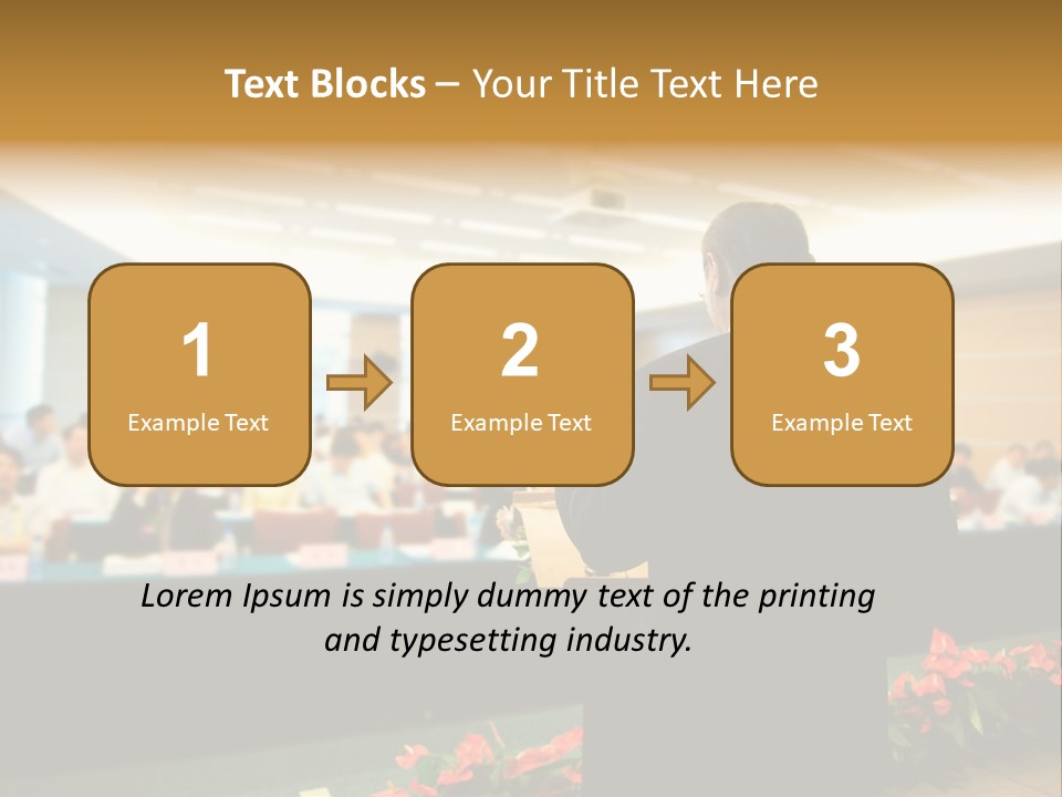 A Man Standing At A Podium In Front Of A Crowd Of People PowerPoint Template