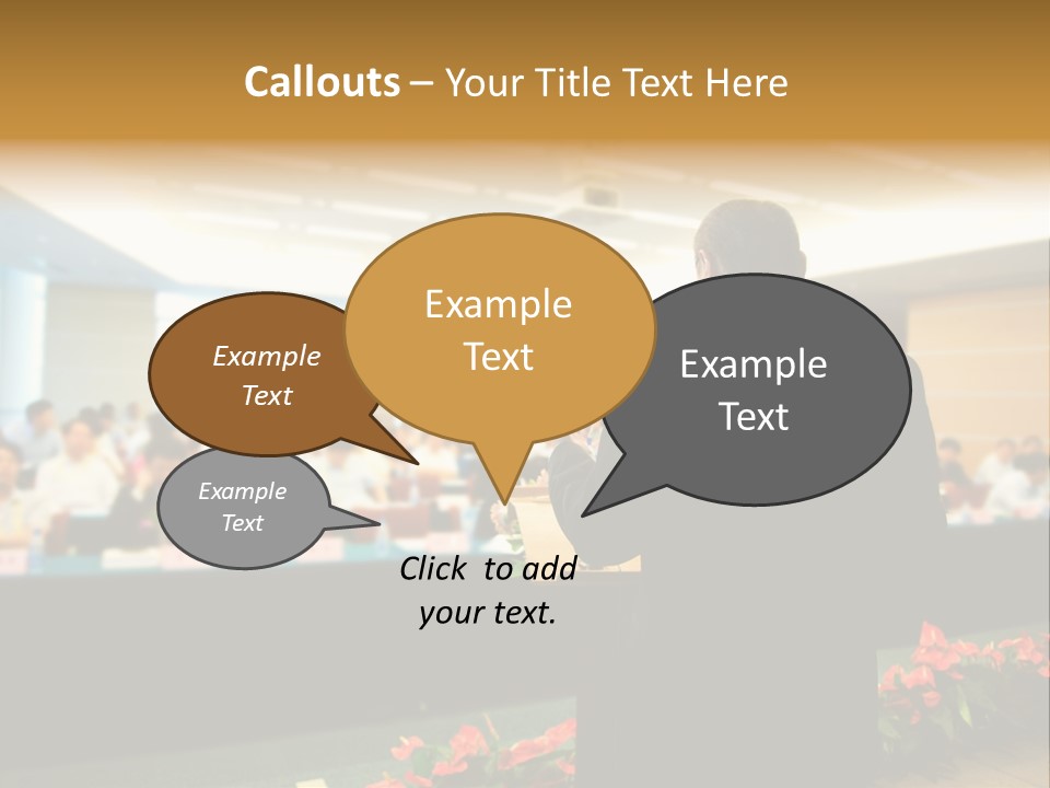 A Man Standing At A Podium In Front Of A Crowd Of People PowerPoint Template