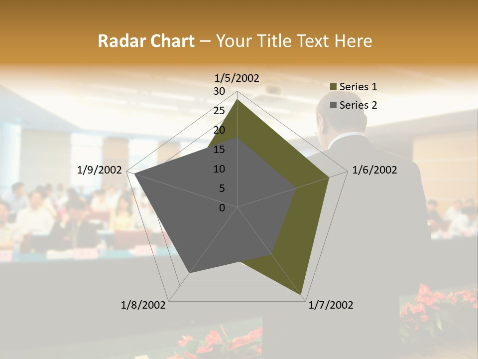 A Man Standing At A Podium In Front Of A Crowd Of People PowerPoint Template