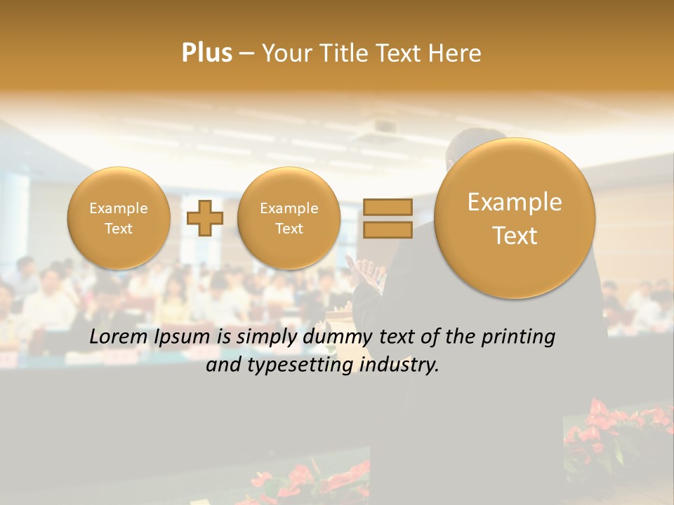 A Man Standing At A Podium In Front Of A Crowd Of People PowerPoint Template