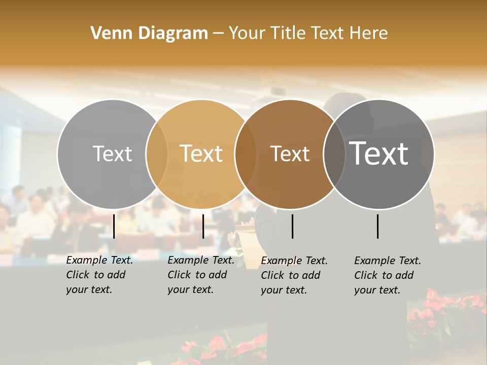 A Man Standing At A Podium In Front Of A Crowd Of People PowerPoint Template
