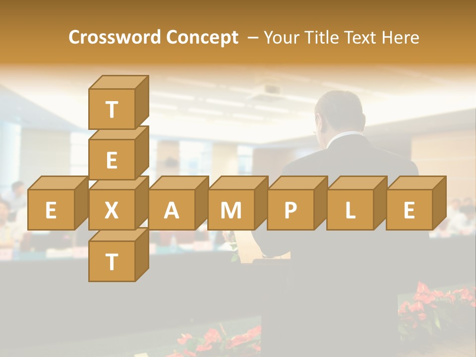 A Man Standing At A Podium In Front Of A Crowd Of People PowerPoint Template