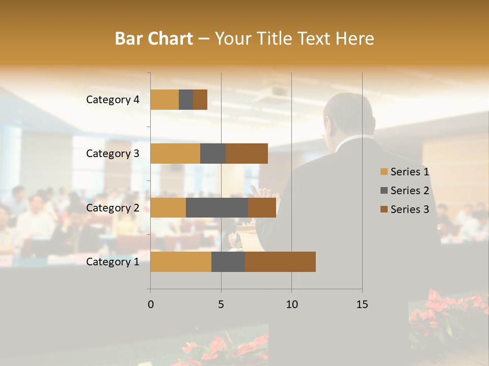 A Man Standing At A Podium In Front Of A Crowd Of People PowerPoint Template