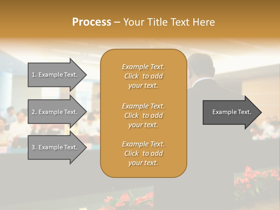 A Man Standing At A Podium In Front Of A Crowd Of People PowerPoint Template