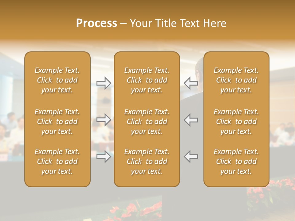 A Man Standing At A Podium In Front Of A Crowd Of People PowerPoint Template